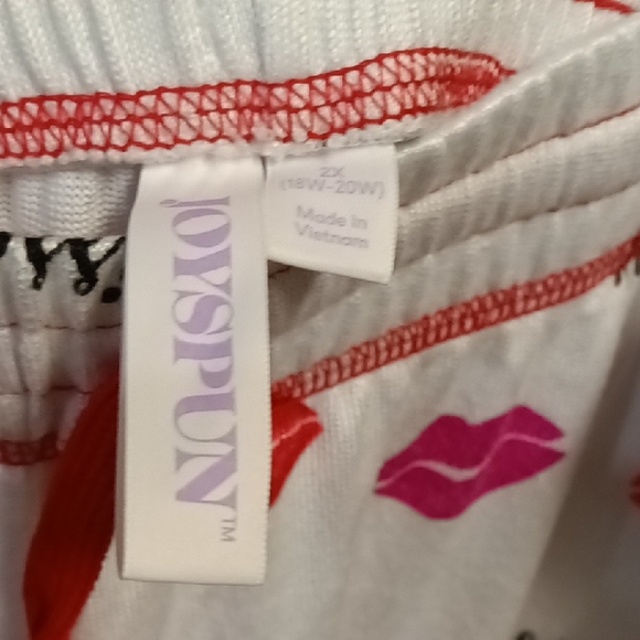 Kiss Print Pajama Pants - White and Red - Picture 3 of 4